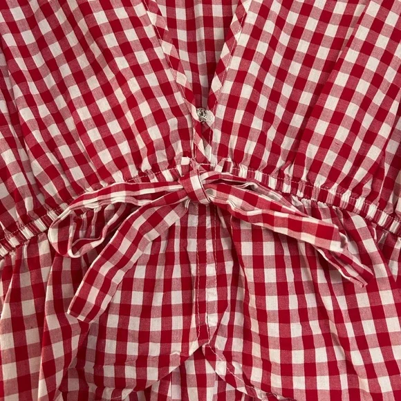 Elan Red Checkered Women's Blouse - Picture 2 of 6